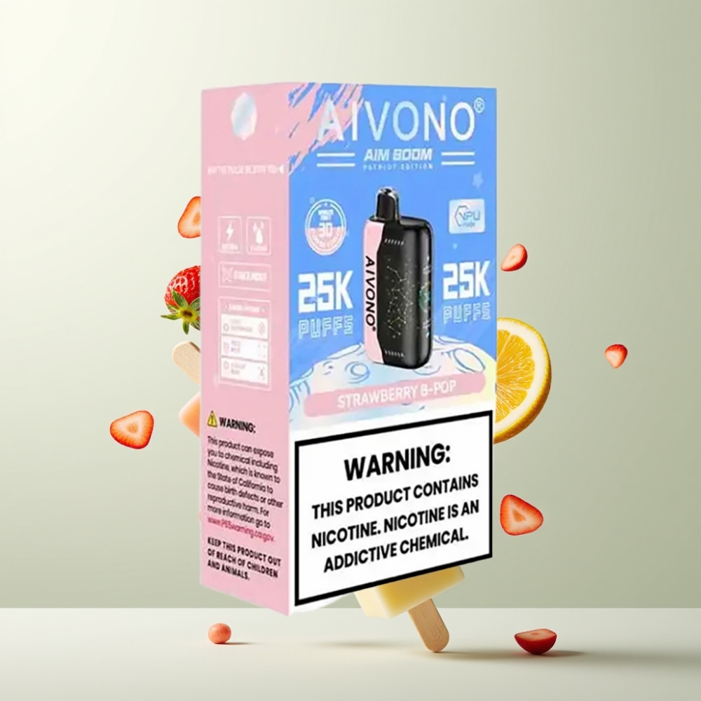 Aivono AIM BOOM 25000 Puffs 28ml 650mAh 12Ω Type-C Fraise B Pop