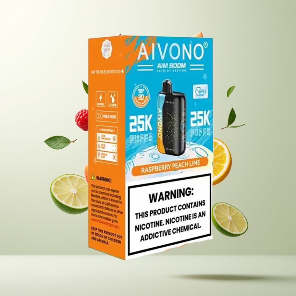 Aivono AIM BOOM 25000 Puffs 28ml 650mAh 12Ω Type-C Framboise Pêche Citron Vert