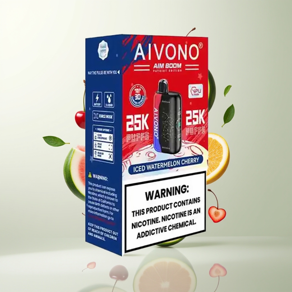 Aivono AIM BOOM 25000 Puffs 28ml 650mah 12Ω Pastèque Cerise Glacée