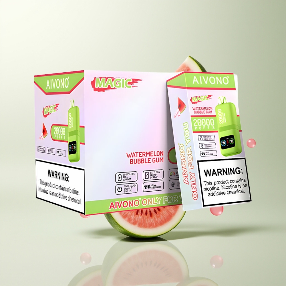 Aivono AIM MAGIC 20000 Puffs 26ml Double Mesh Ecran LCD Type-C 600mAh Gomme Bulle Pastèque