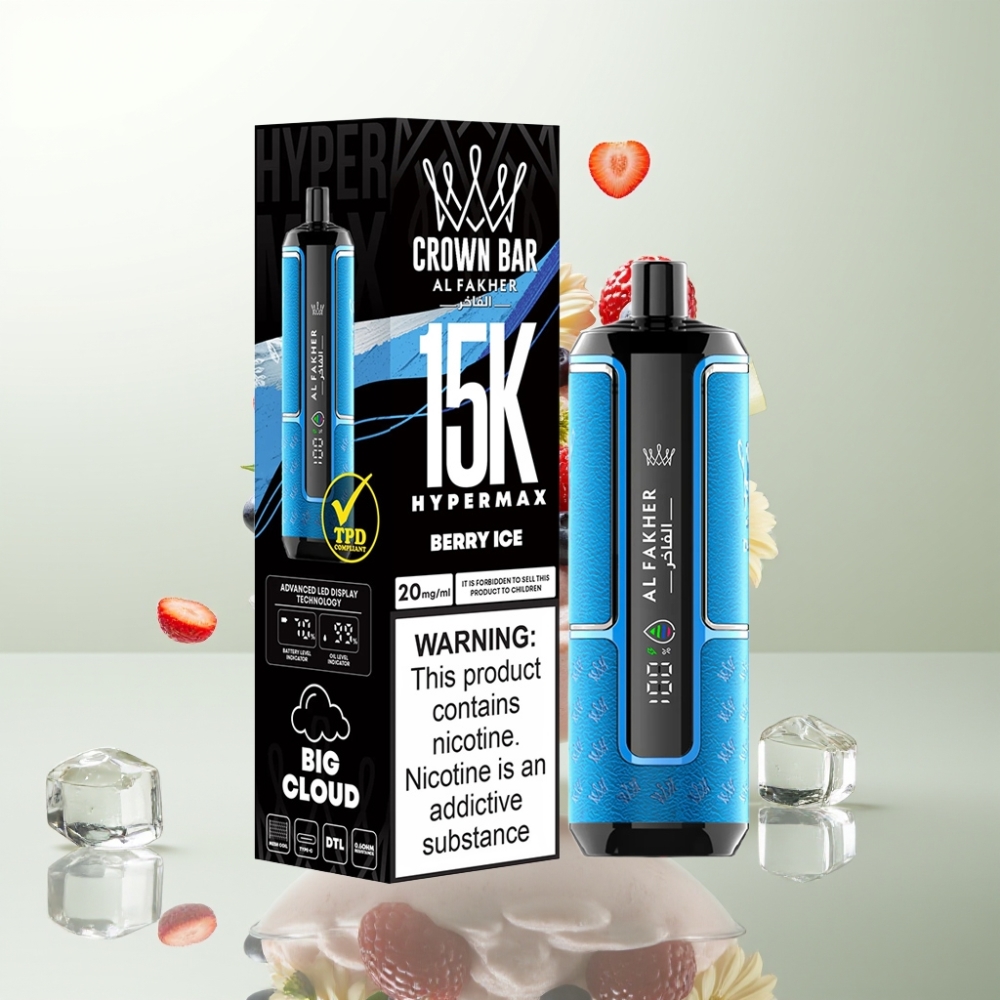 Al Fakher Crown Bar 15K Hypermax 22ml 600mAh Type-C DTL 6mg Compact Baie Glacée
