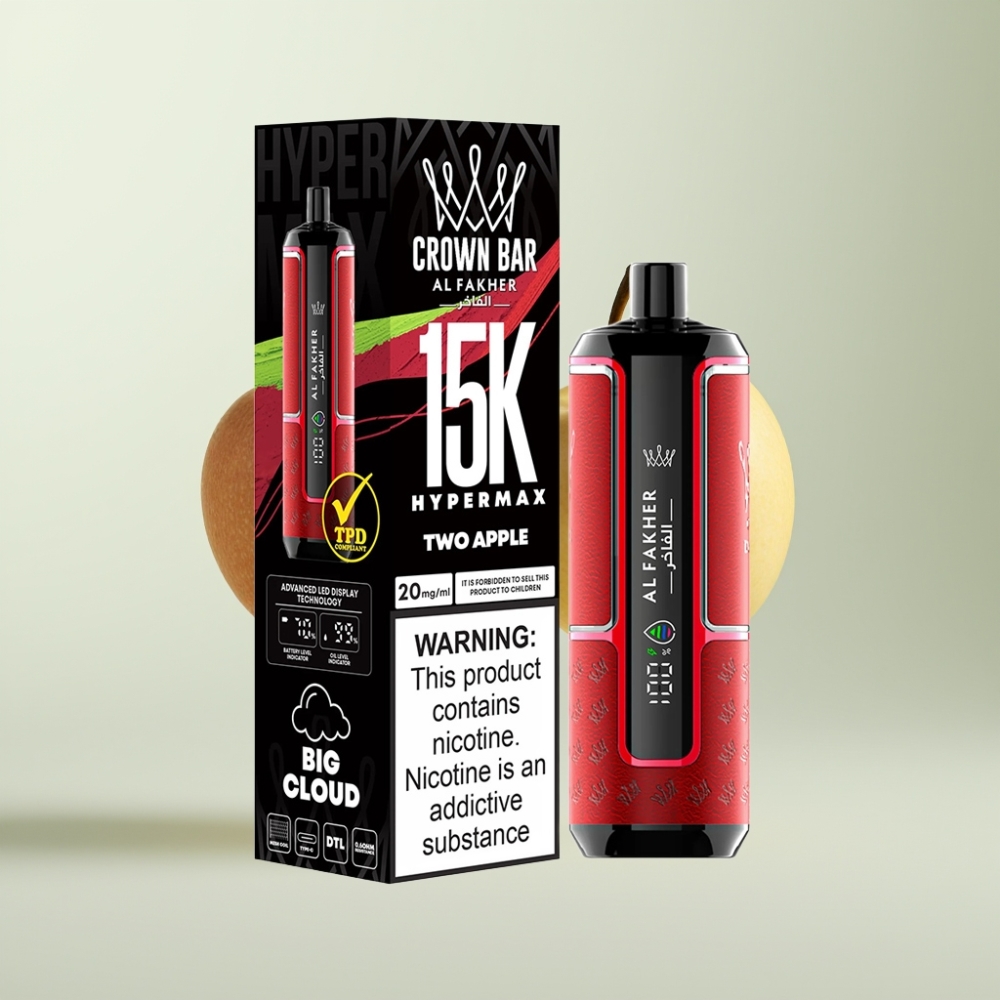 Al Fakher Crown Bar 15K Hypermax 22ml 600mAh Type-C Double Pomme