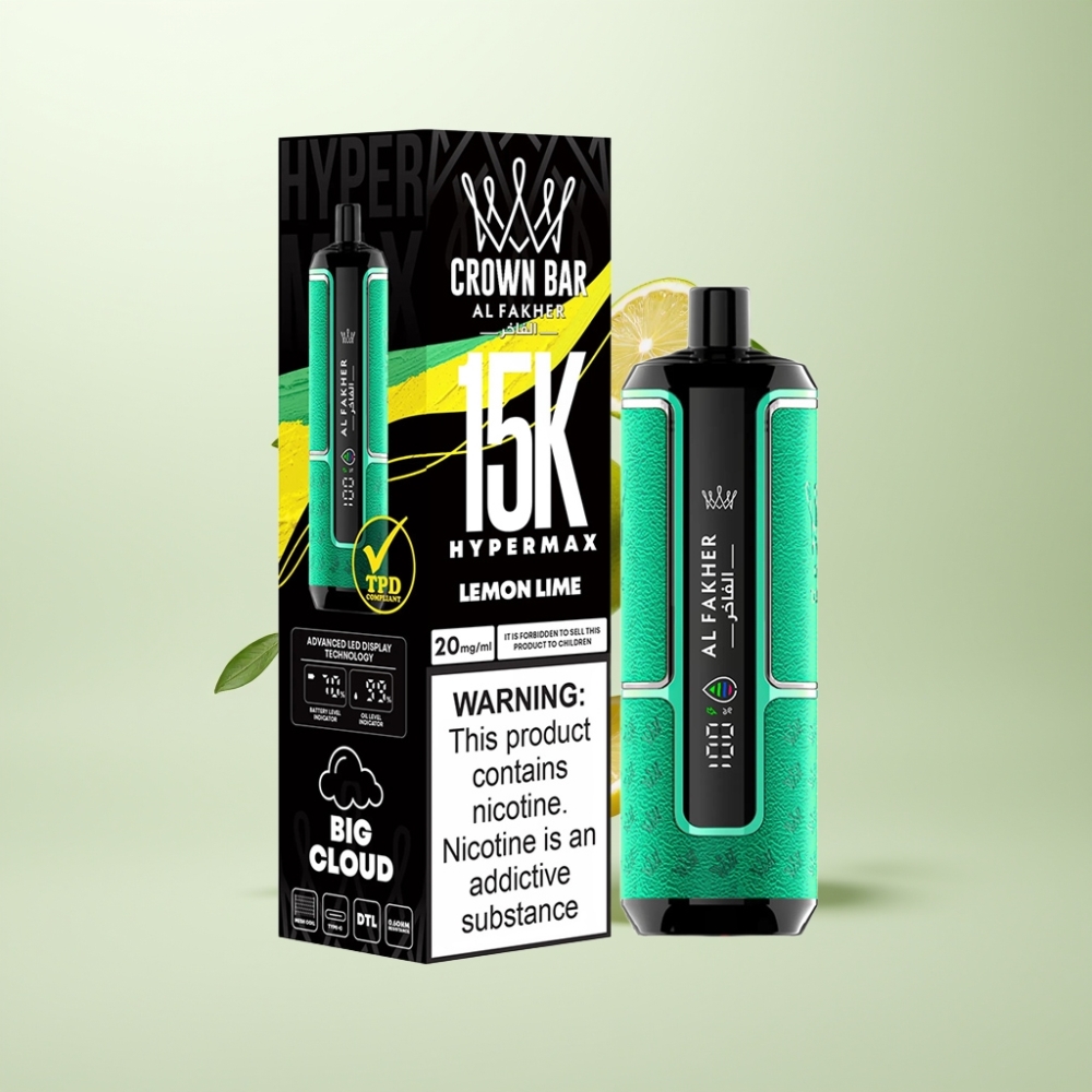 Al Fakher Crown Bar 15K Hypermax Disposable Citron Vert 22ml 600mAh Type-C DTL 6mg