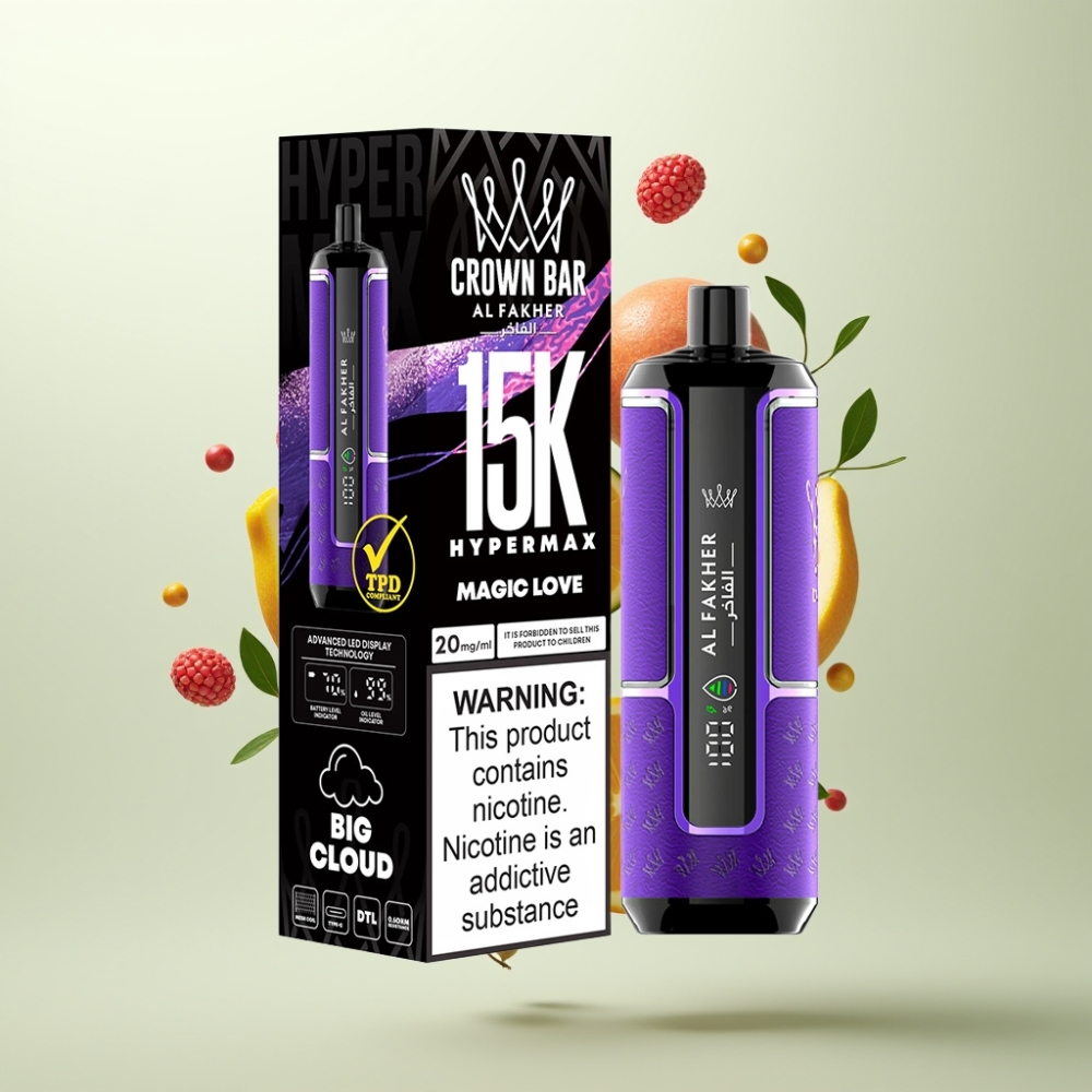 Al Fakher Crown Bar 15K Hypermax Disposable Vape Kit 22ml 600mAh Type-C Amour Magique