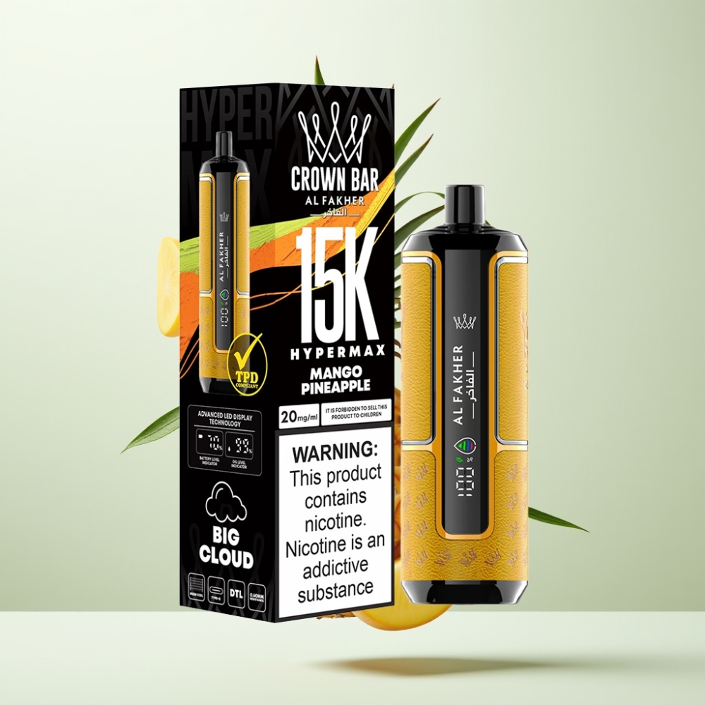 Al Fakher Crown Bar 15K Hypermax Kit Jetable - 15 000 Puffs 22ml 6mg/ml Mangue Ananas