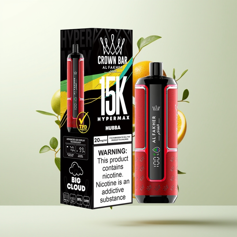 Al Fakher Crown Bar 15K Hypermax Vape Jetable Hubba 22ml 600mAh Type-C