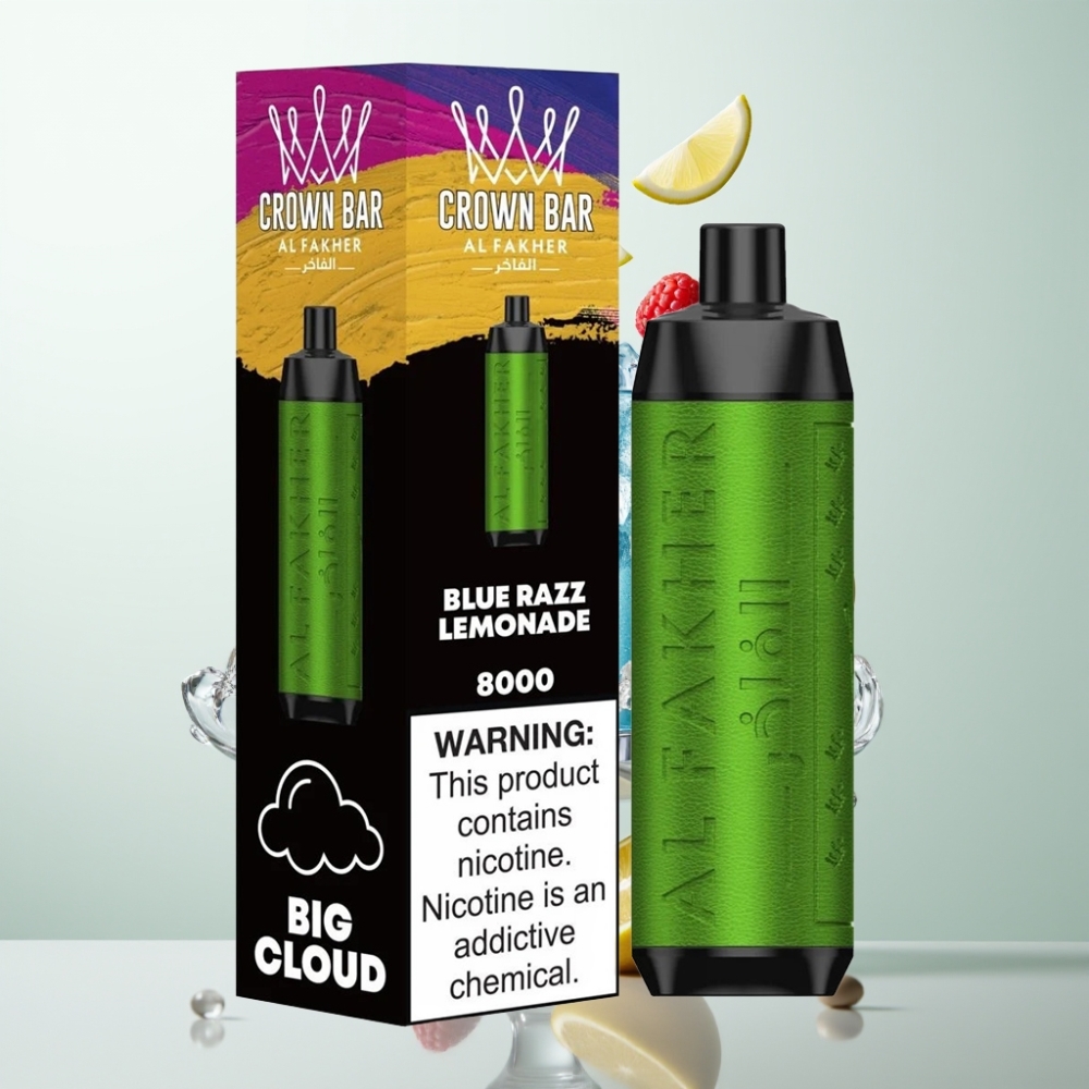 Al Fakher Crown Bar 8000 Crystal 18ml 5mg 06ohm Bleu Citron Framboise