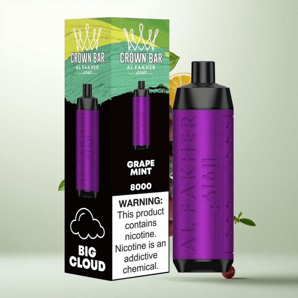Al Fakher Crown Bar 8000 Crystal 18ml 5mg 06ohm Raisin Menthe