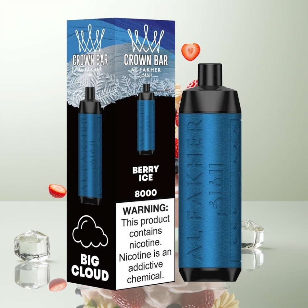 Al Fakher Crown Bar 8000 Crystal 18ml 5mg 06Ω USB-C Glace aux Baies