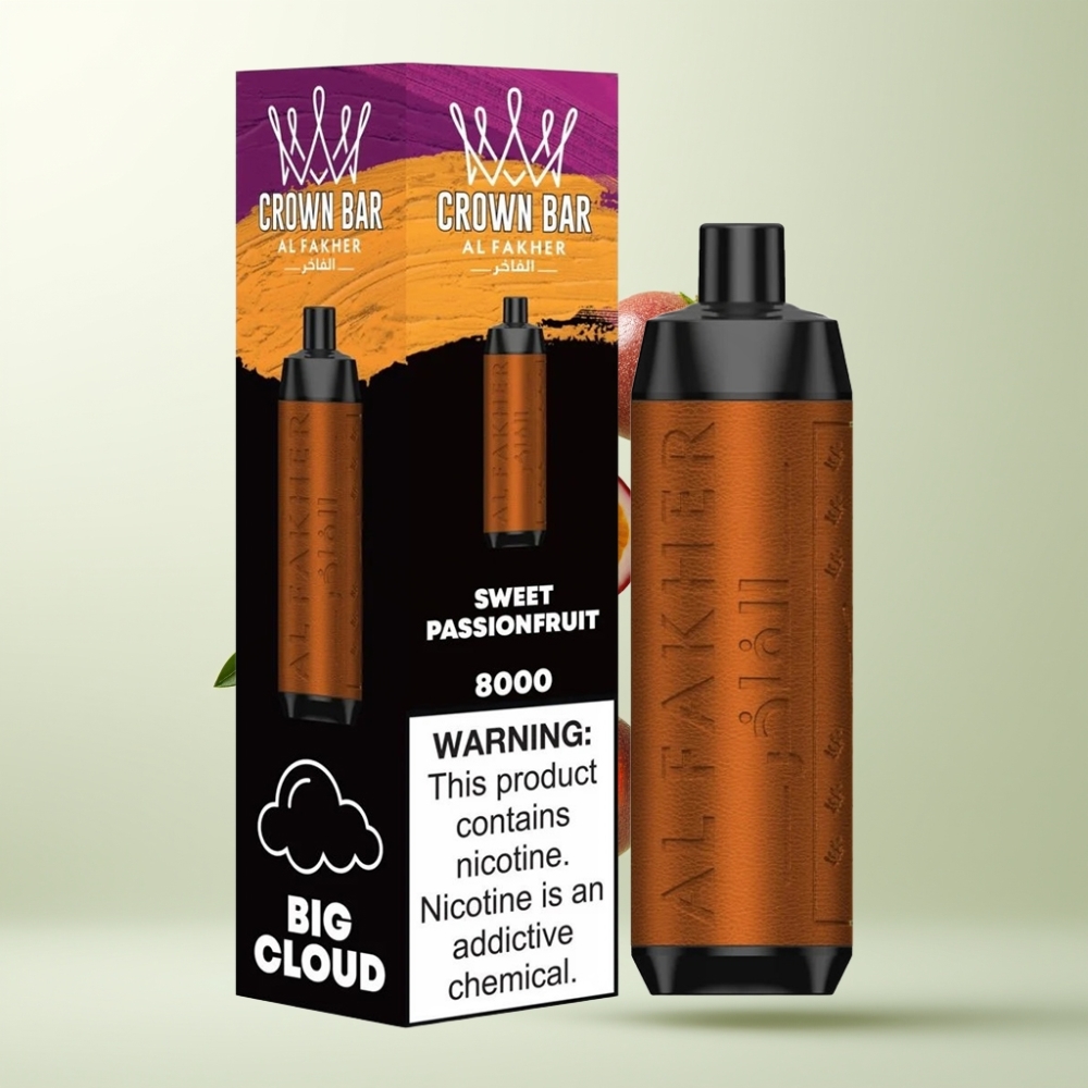 Al Fakher Crown Bar 8000 Crystal Disposable Vape 18ml Douce Fruit de la Passion 06Ω