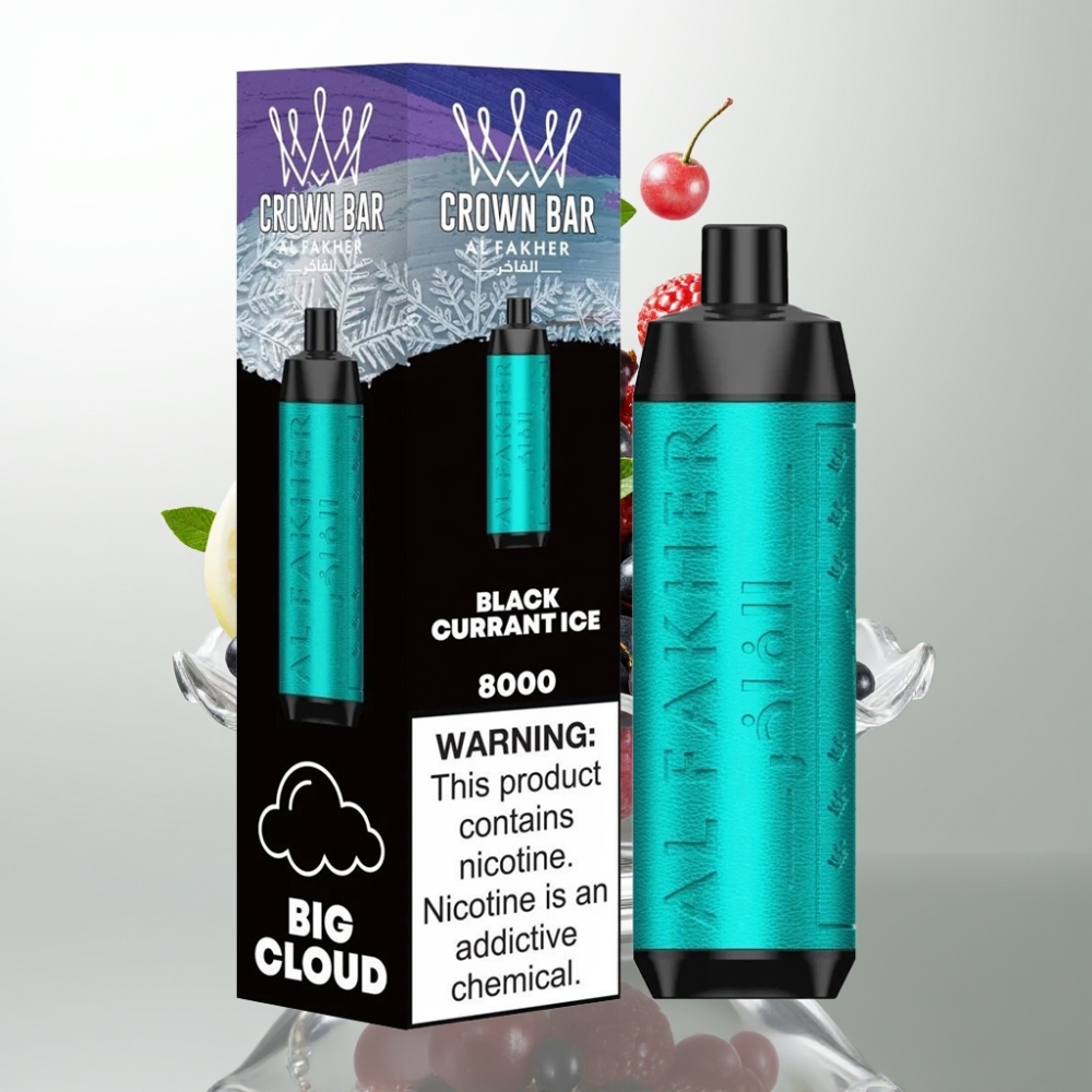 Al Fakher Crown Bar 8000 Crystal Disposable Vape 600mah 18ml 5mg 06ohm Cassis Glacé