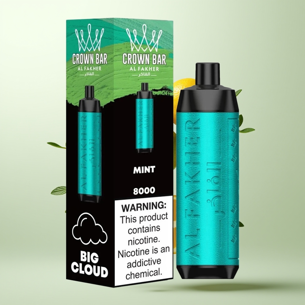 Al Fakher Crown Bar 8000 Crystal Disposable Vape 600mah 18ml 5mg Menthe