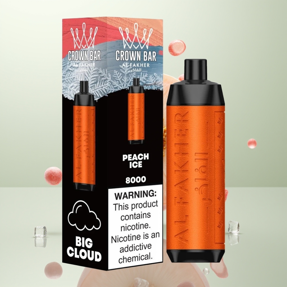 Al Fakher Crown Bar 8000 Crystal Puffs 18ml 5mg 06ohm Pêche Glacée