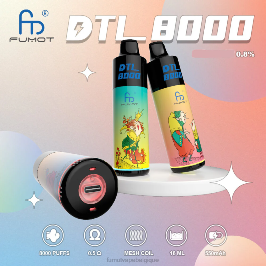 Fumot DTL Stylo vape jetable 8000 - 16 ml (1 pièce) 62HZ425 menthe pastèque Fumot vape avis