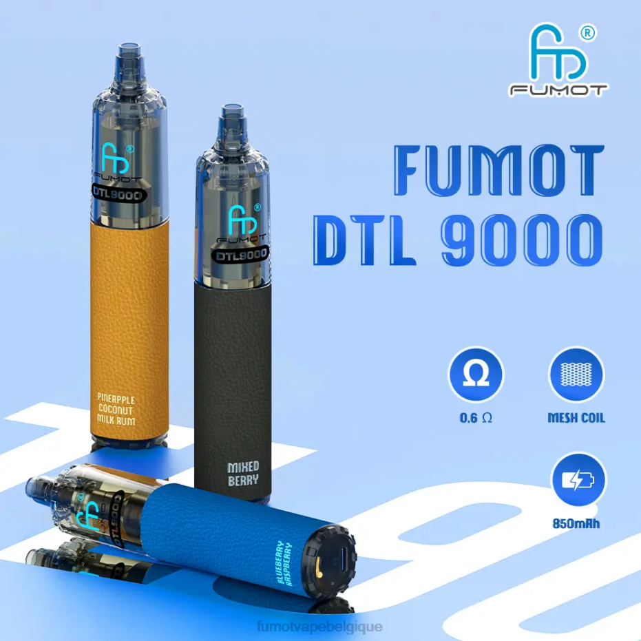 Fumot DTL stylo vape jetable 9000- 18ml (1 pièce) 62HZ370 myrtille framboise Fumot vape nicotine