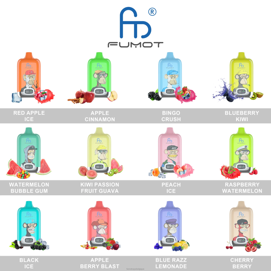 Fumot Digital Box 12000 vape pod jetable - 20ml (1 pièce) 62HZ119 kiwi aux bleuets Fumot vape online shop