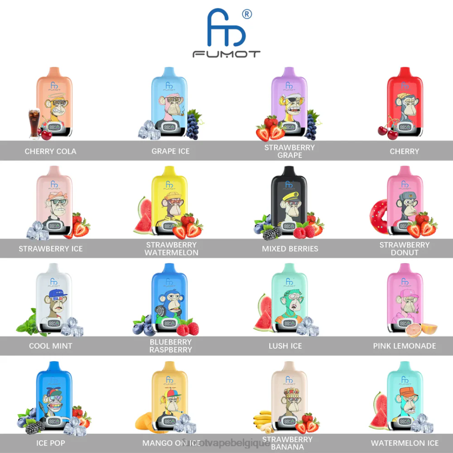 Fumot Digital Box Vape Pod jetable 12000 - 20 ml (1 pièce) 62HZ142 limonade rose Fumot vape belgique