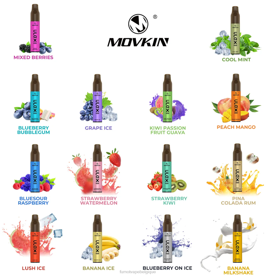 Fumot Movkin Ulax Vape jetable 6800 bobine en céramique - 8 ml (1 pièce) 62HZ320 framboise aigre-douce Fumot vape nicotine