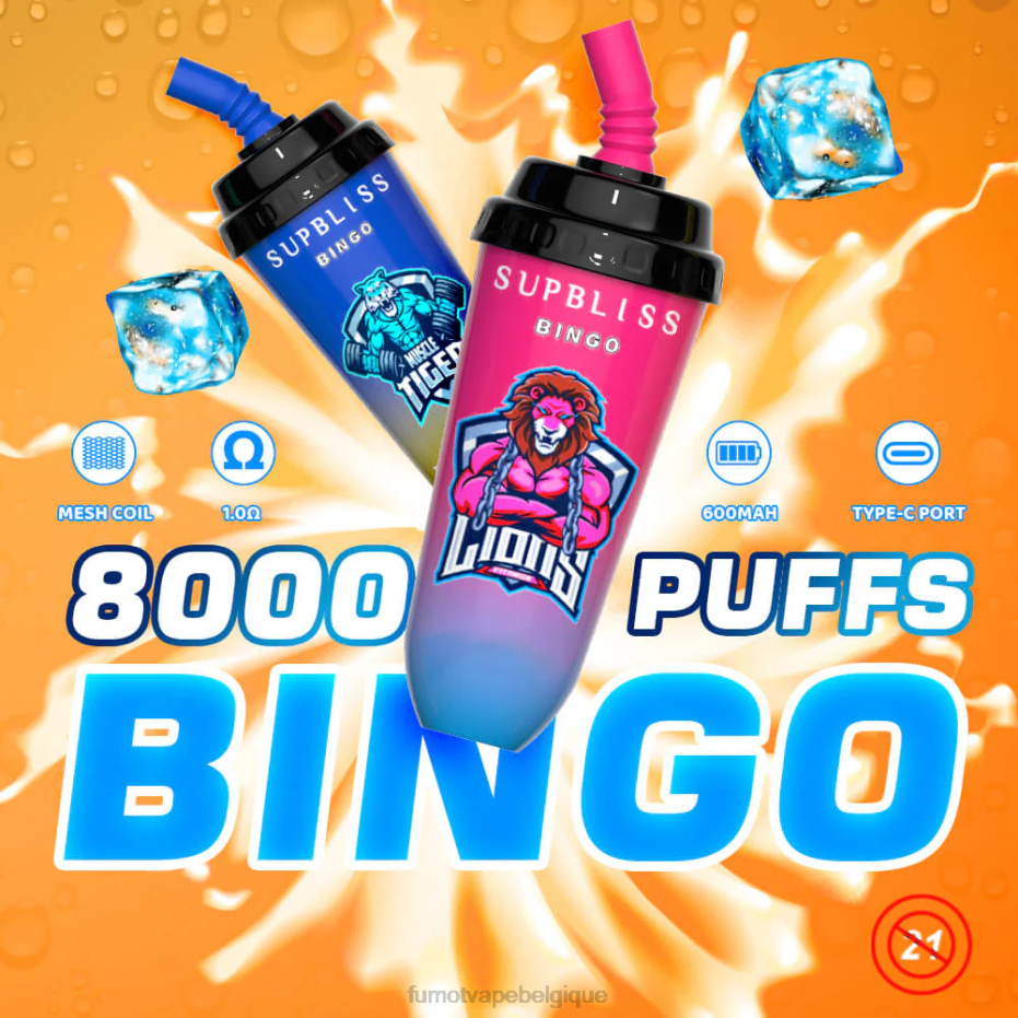 Fumot Supbliss Bingo Appareil à dosettes jetables 8000 - 16 ml (1 pièce) 62HZ399 melon miel Fumot vape online shop