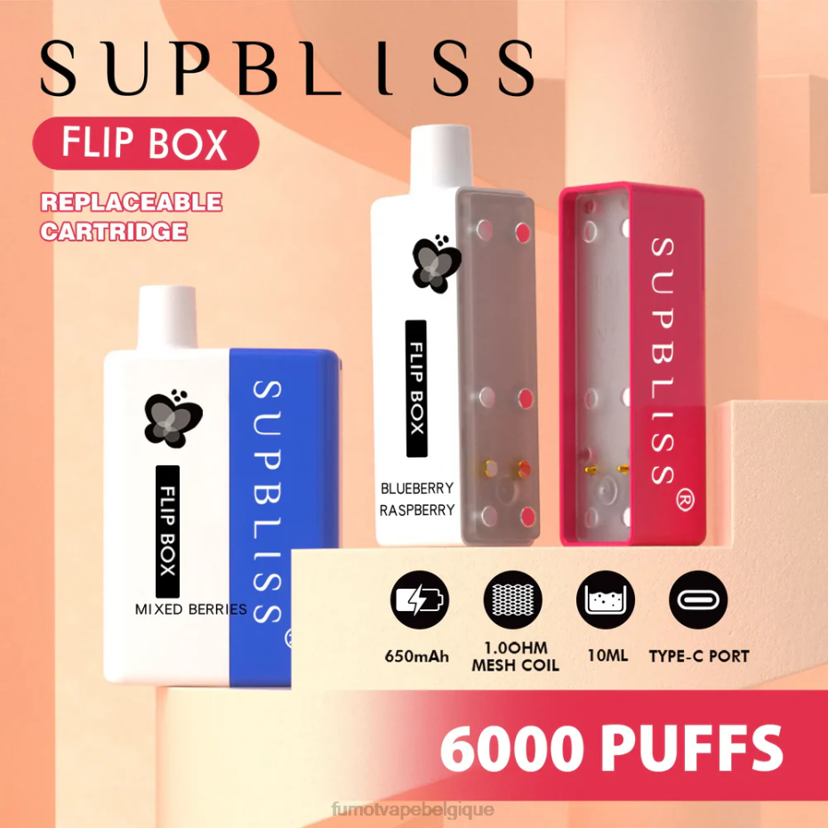 Fumot Supbliss Flip kit vape remplaçable box 6000 - 10ml (1 pièce) 62HZ338 glace à la mangue Fumot vape price