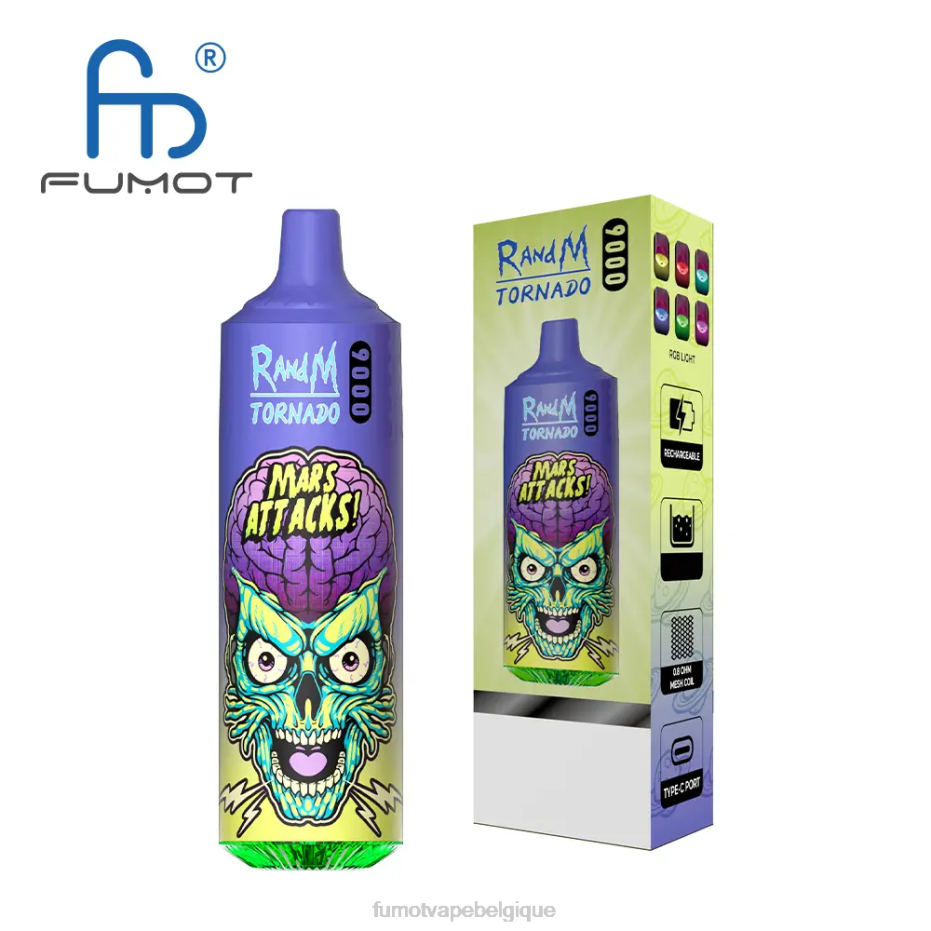 Fumot Tornado Stylo vape jetable 18 ml 9000 (1 pièce) 62HZ22 glace brazz à la pastèque Fumot vape belgique