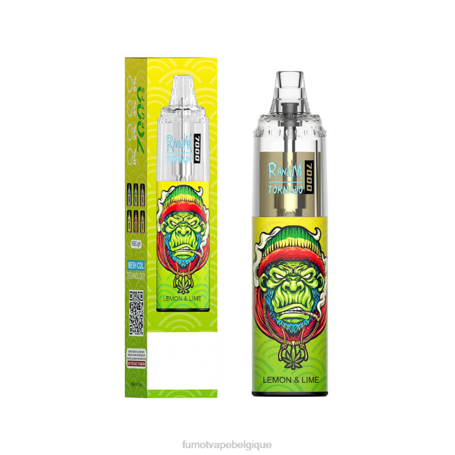 Fumot Tornado Stylo vape jetable 7000 - 14 ml (1 pièce) 62HZ81 citron vert Fumot belgique