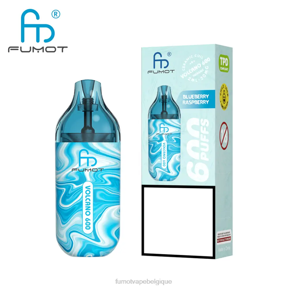 Fumot Volcano Vape jetable conforme 600 tpd - 2 ml (ensemble de 3 pièces) 62HZ294 ananas pêche mangue Fumot puff