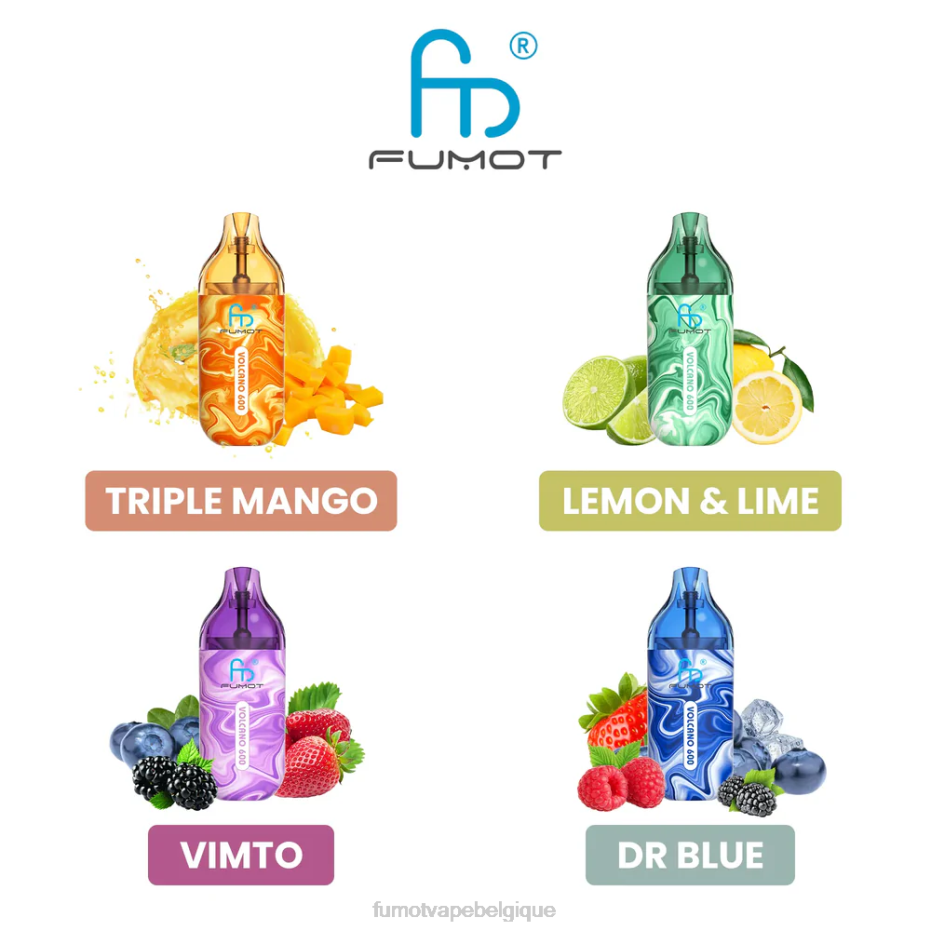 Fumot Volcano Vape jetable conforme 600 tpd - 2 ml (ensemble de 3 pièces) 62HZ296 glace au litchi Fumot disposable vape