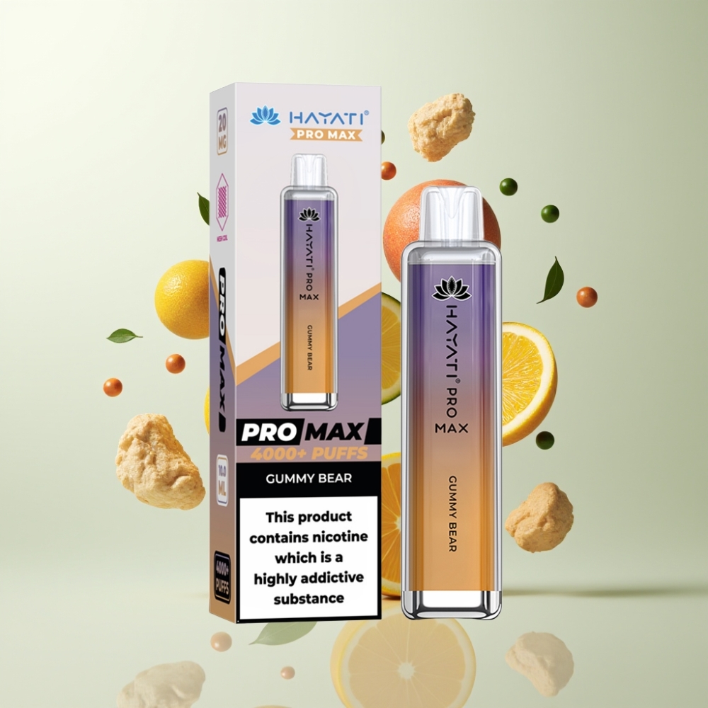 Hayati Pro Max 4000 Puffs - Double Résistance 11 Ohm Batterie 1400mAh Rechargeable Apparence Cristal Ourson Gélifié