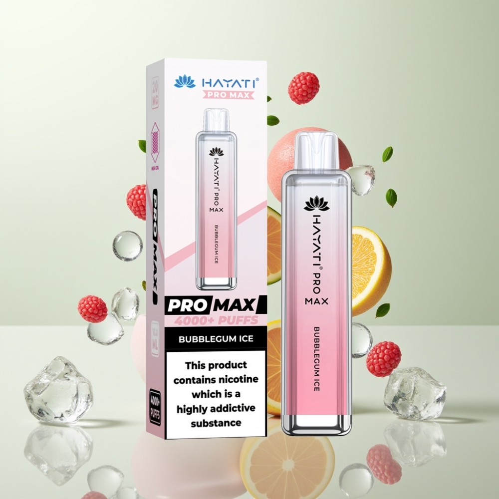 Hayati Pro Max 4000 Puffs E-Cigarette Jetable Rechargeable 1400mAh 2ml/10ml Glace à la Gomme