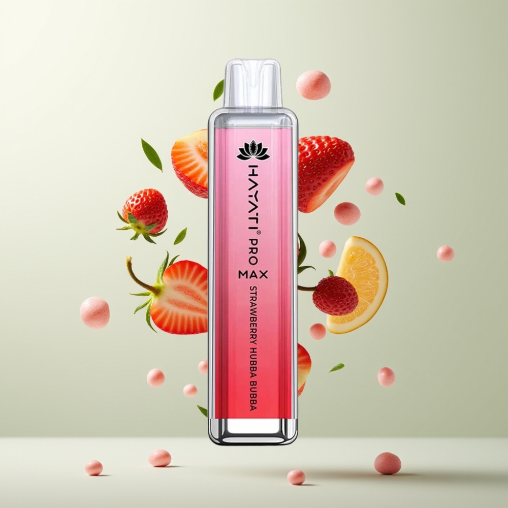 Hayati Pro Max 4000 Puffs E-Cigarette Jetable Rechargeable 1400mAh Fraise Hubba Bubba