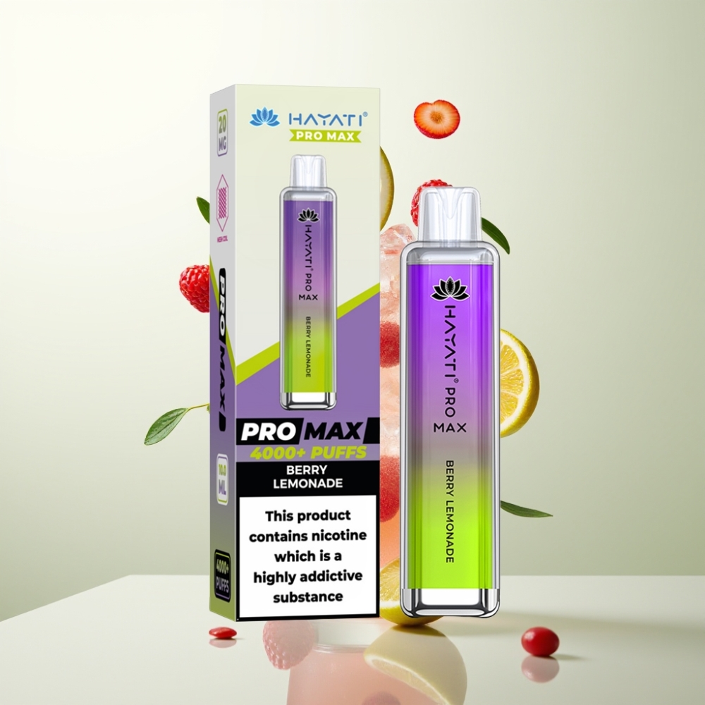 Hayati Pro Max 4000 Puffs E-Cigarette Jetable Rechargeable 1400mAh LED Citronnade aux Baies