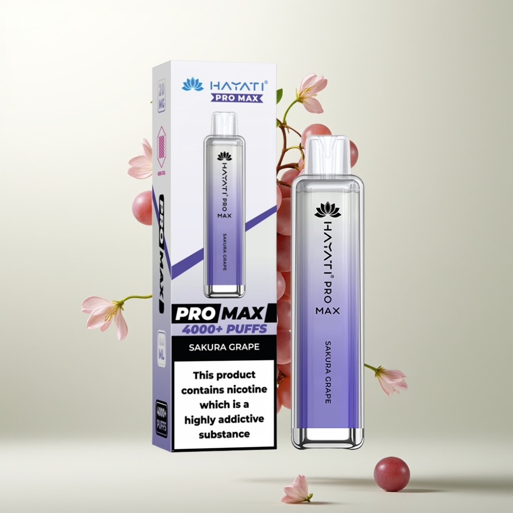 Hayati Pro Max 4000 Puffs E-Cigarette Jetable Rechargeable 1400mAh Sakura Raisin