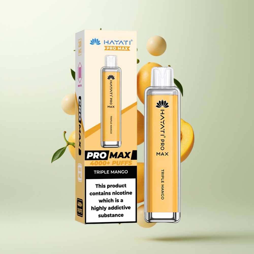 Hayati Pro Max 4000 Puffs E-Cigarette Jetable Rechargeable 1400mAh Triple Mangue