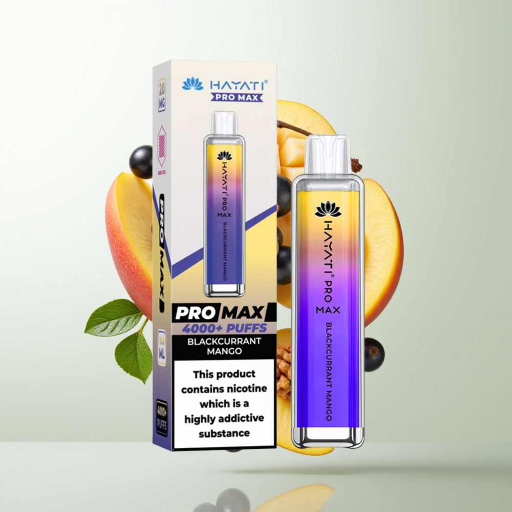 Hayati Pro Max 4000 Puffs E-Cigarette Jetable avec 1400mAh Rechargeable et Goût Cassis Mangue