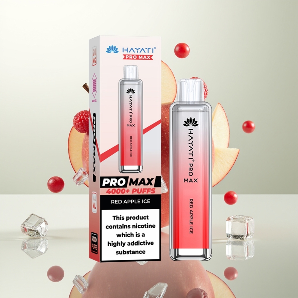 Hayati Pro Max 4000 Puffs E-Liquide Rechargeable LED 1400mAh Pomme Rouge Glacée