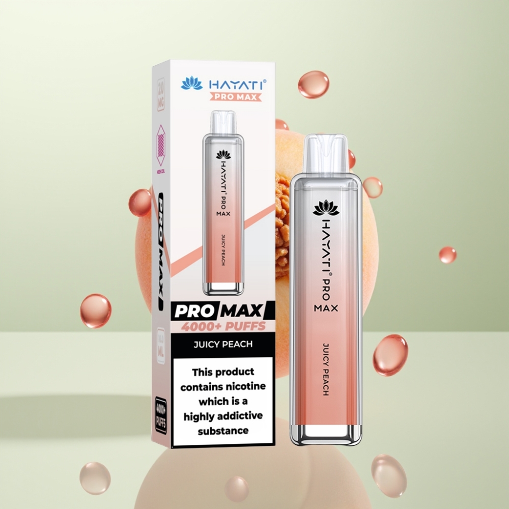 Hayati Pro Max 4000 Puffs E-Liquide Rechargeable LED 1400mAh Pêche Juteuse TPD