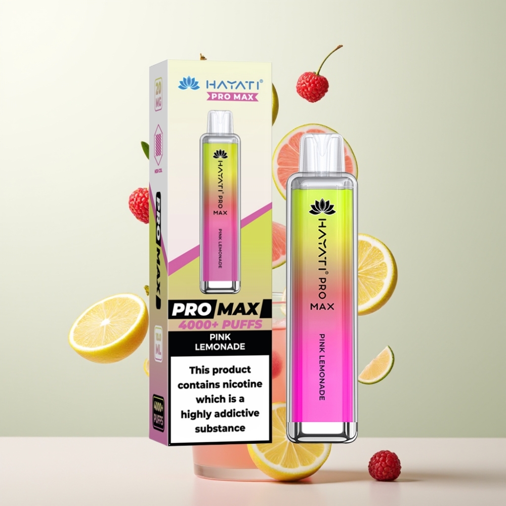 Hayati Pro Max 4000 Puffs E-cigarette Jetable Rechargeable 1400mAh Citronade Rose TPD