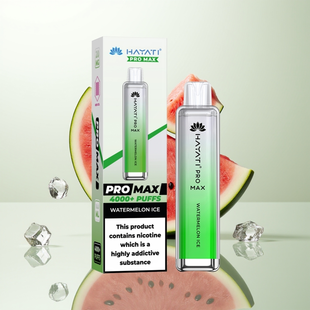 Hayati Pro Max 4000 Puffs E-liquide Pastèque Glacée avec Batterie 1400mAh Rechargeable