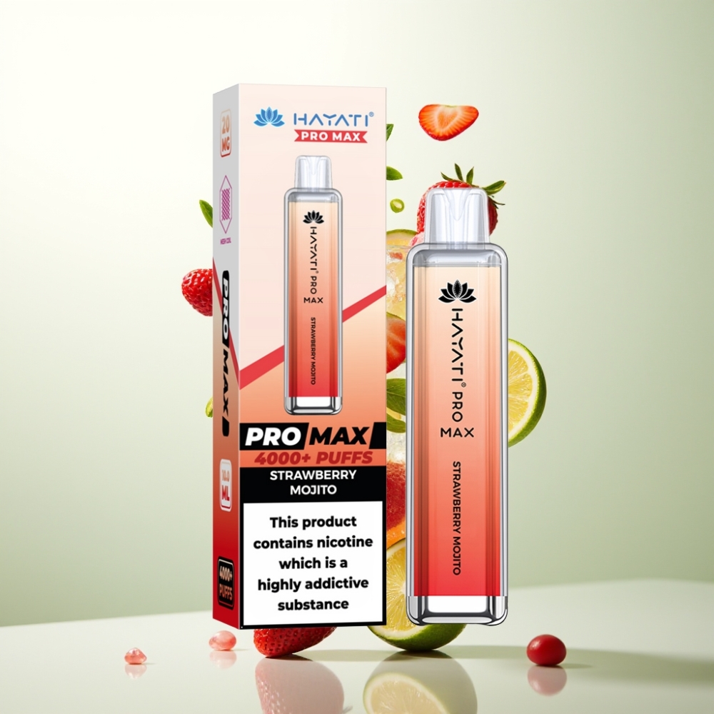 Hayati Pro Max 4000 Puffs E-liquide Rechargeable 1400mAh Mojito Fraise