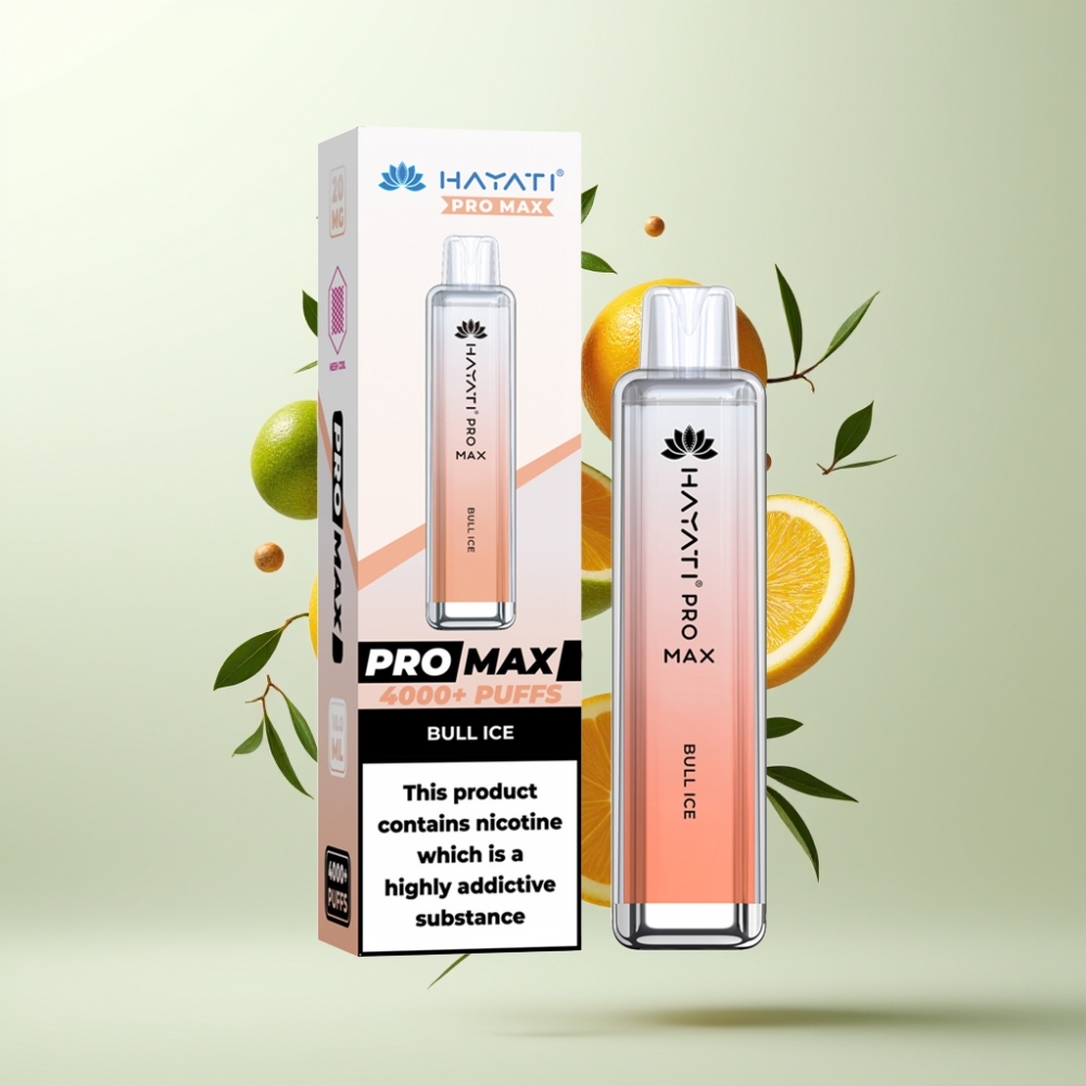 Hayati Pro Max 4000 Puffs Glace de Taureau Rechargeable LED 1400mAh