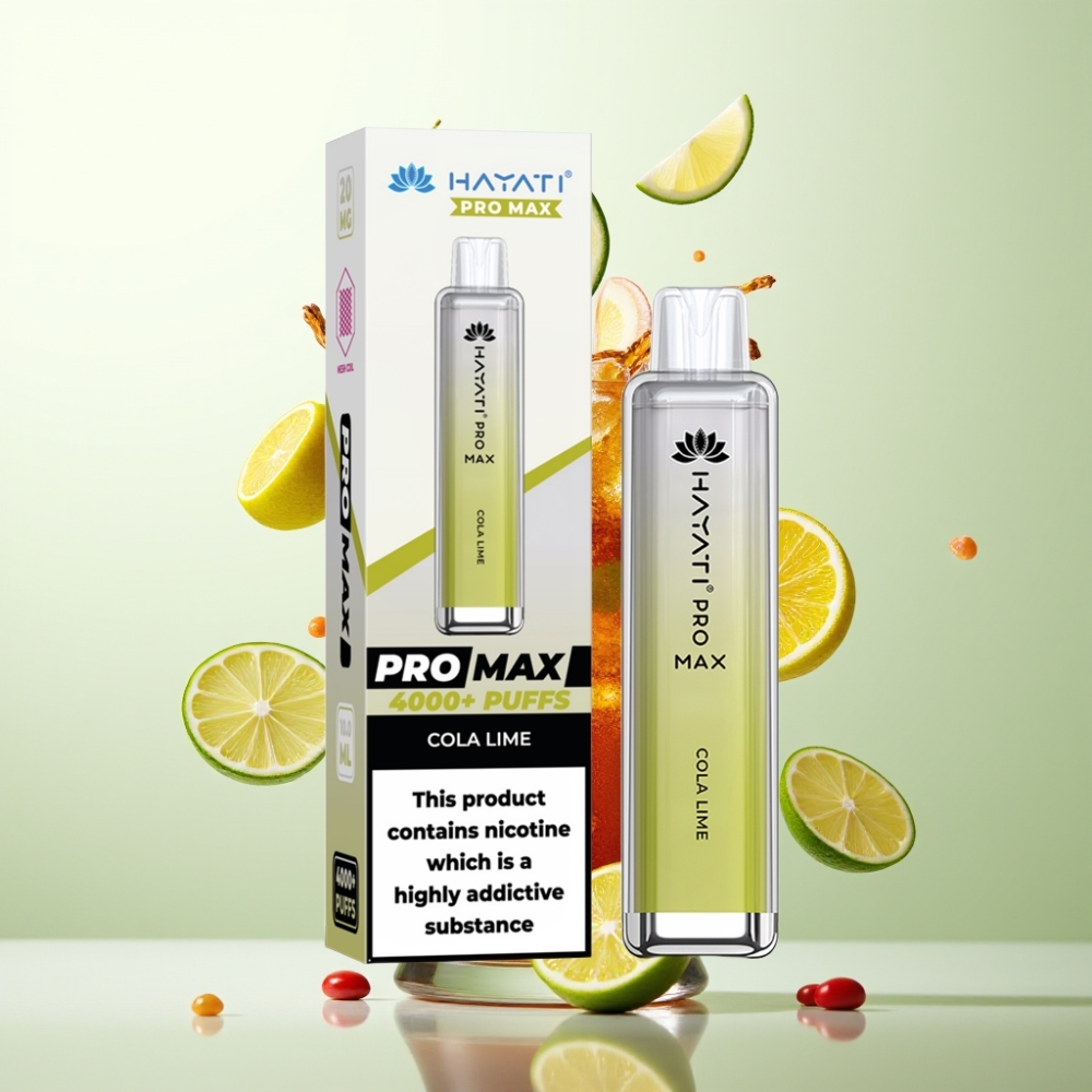 Hayati Pro Max 4000 Puffs Rechargeable 1400mAh Dual Mesh 2/5 Nicotine Cola Citron