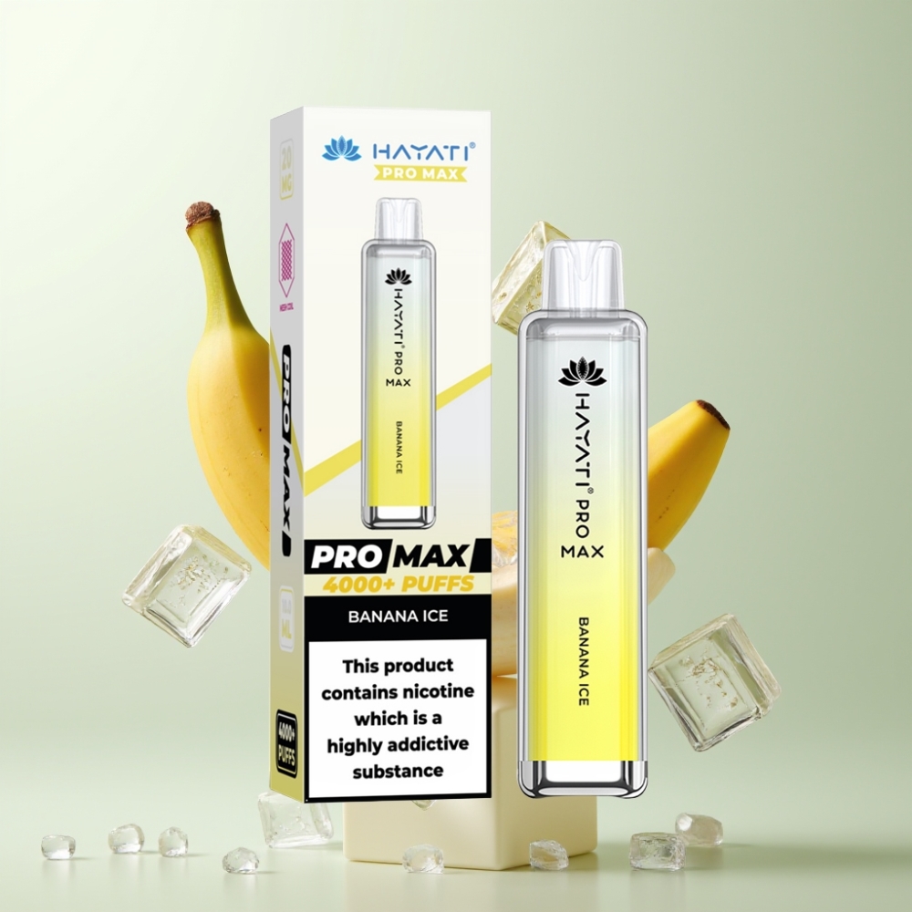 Hayati Pro Max 4000 Puffs Rechargeable 1400mAh Glace Banane TPD