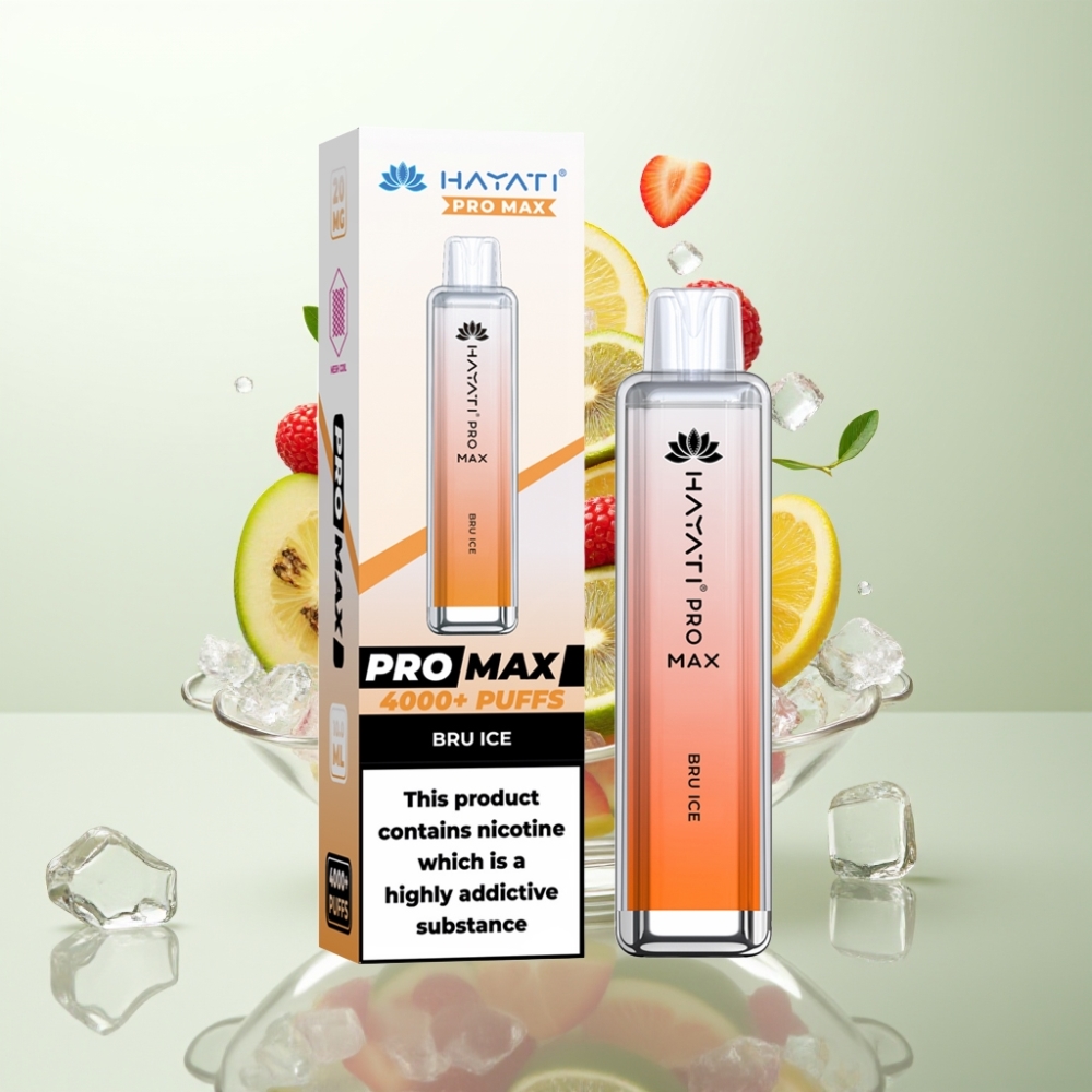 Hayati Pro Max 4000 Puffs Rechargeable Crystal 1400mAh Bru Glace TPD