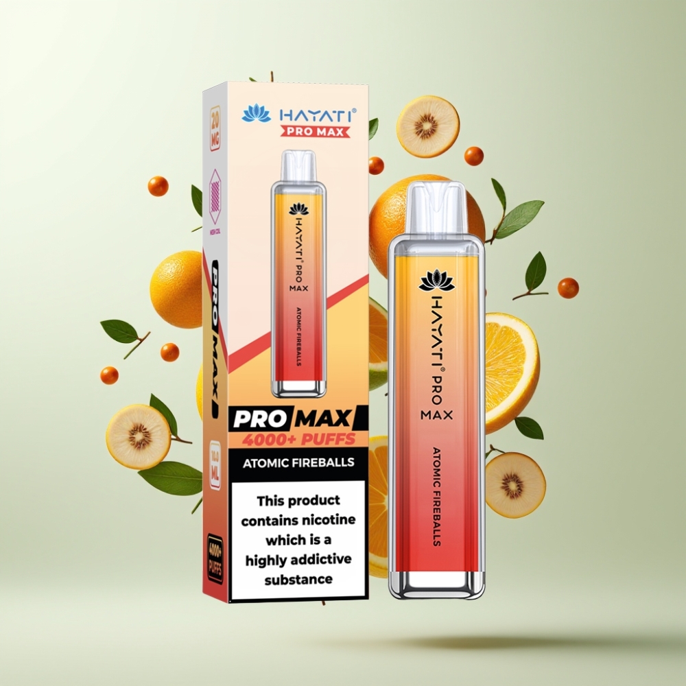 Hayati Pro Max 4000 Puffs Rechargeable Crystal 1400mAh Dual Mesh 2/5 Boules de Feu Atomiques