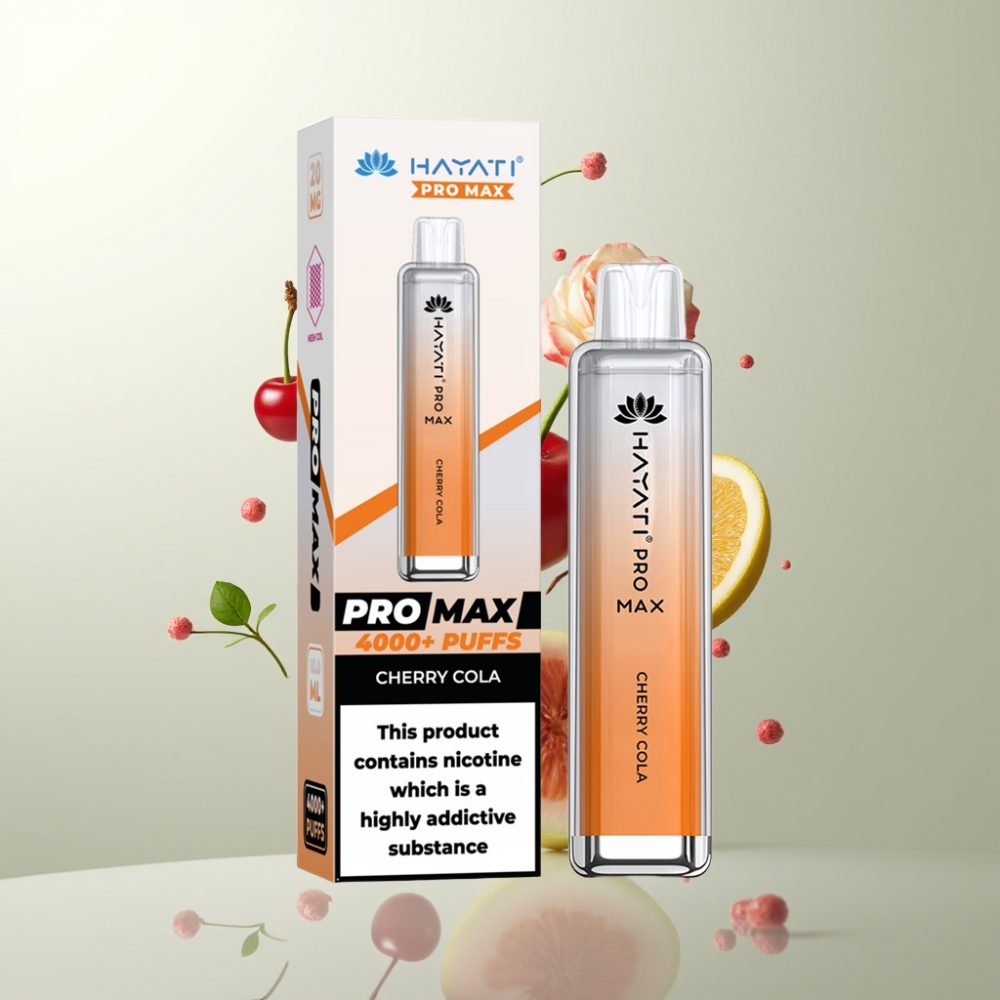 Hayati Pro Max 4000 Puffs Rechargeable LED Crystal 2/5 Nicotine Cerise Cola