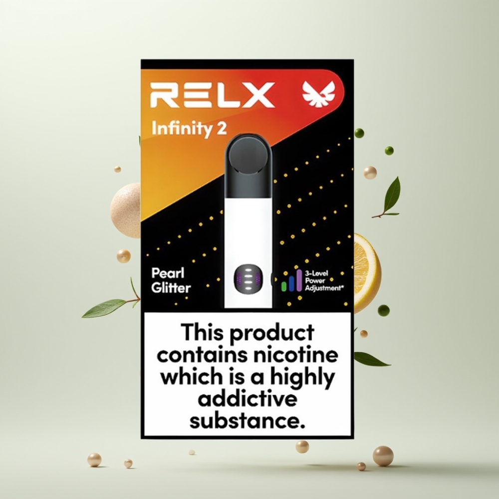 RELX Infinity 2 600-650 Puffs Poudre de Perle Finition Métallique USB Type-C