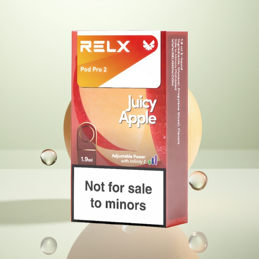 RELX Pod Pro 2 600 Puffs 19ml 0 Nicotine Pomme Juteuse Eco/Smooth/Boost