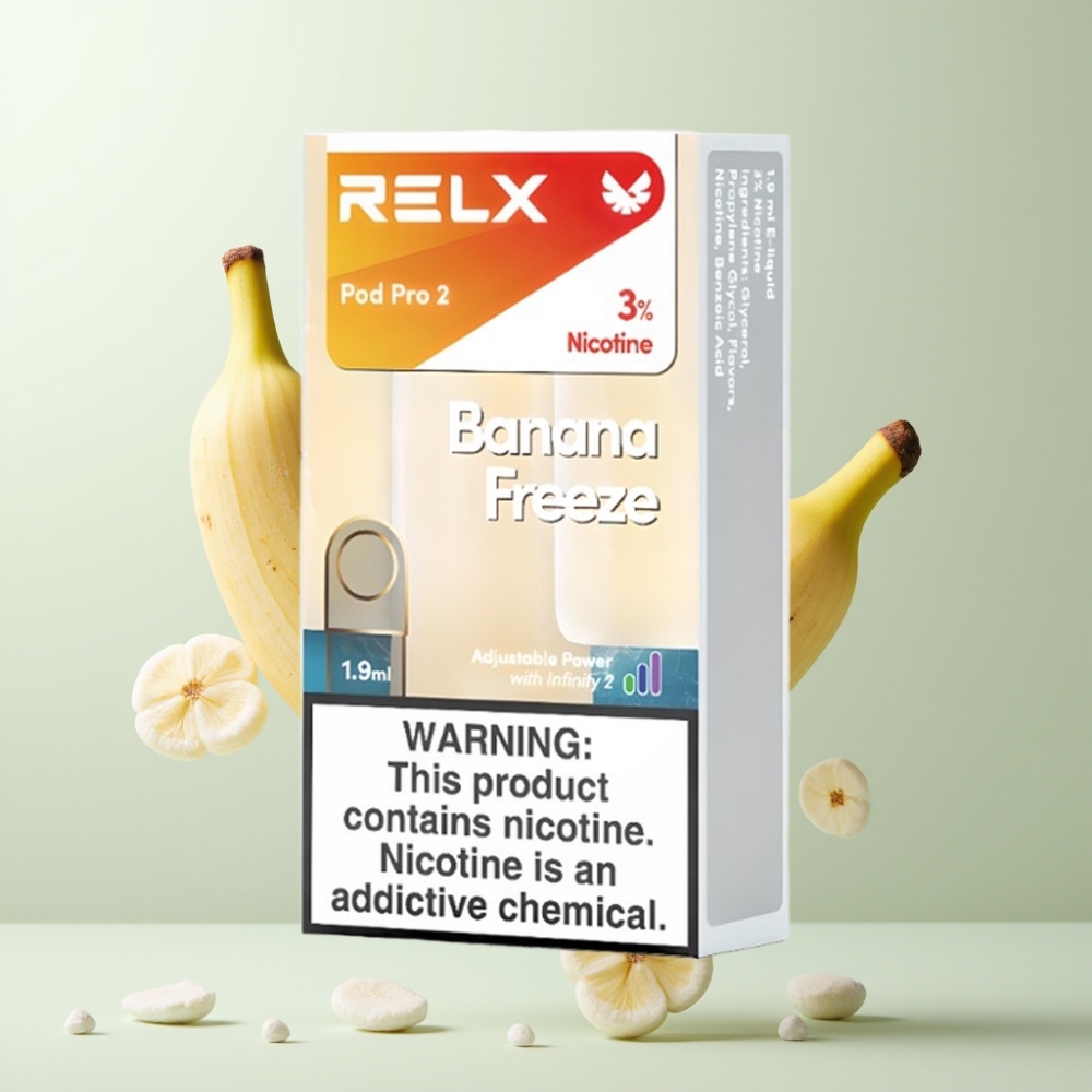 RELX Pod Pro 2 600 Puffs 3 19ml Banane Glacée Eco/Smooth/Boost