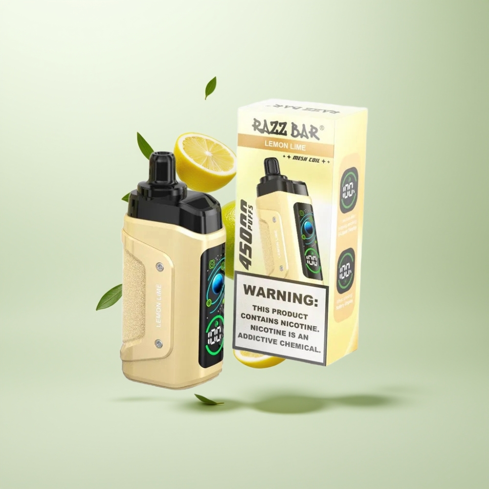 Razz Bar 45000 Puffs Bobine Mesh 10 Ohm Airflow Réglable Citron Vert